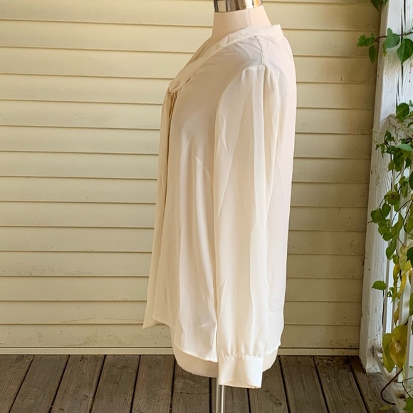 Brooks Brothers Georgette Bow-Neck Blouse Women’s 14 Ivory Button Up Top NWT - Picture 4 of 10